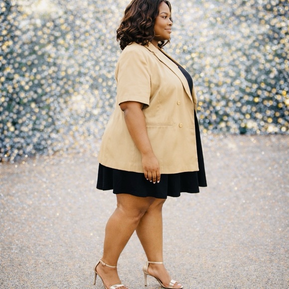 Torrid Black Mini Dress with Gold Blazer - Picture 2 of 8